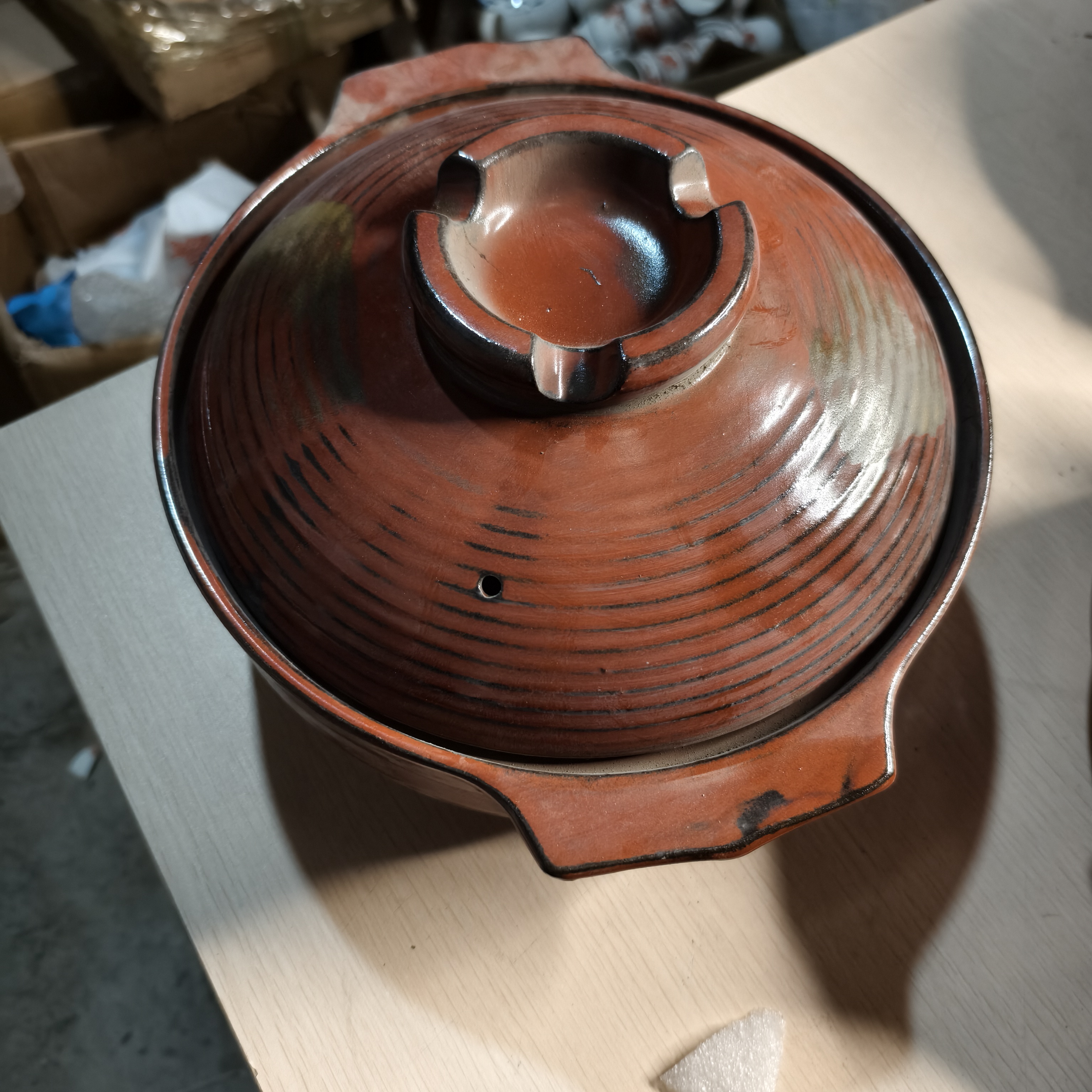 五厂描金大砂锅盖不平微瑕品