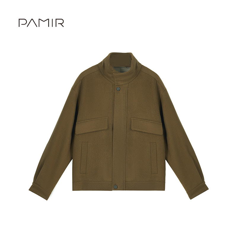 [兰帝专属] PAMIR秋冬新款男半高领小骆驼绒短款毛呢外套 T079