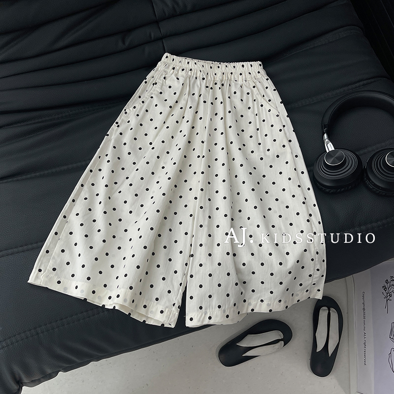 现货【奶油波点裤】阿卷男女童薄款小清新波点防蚊裤九分裤MPG6431