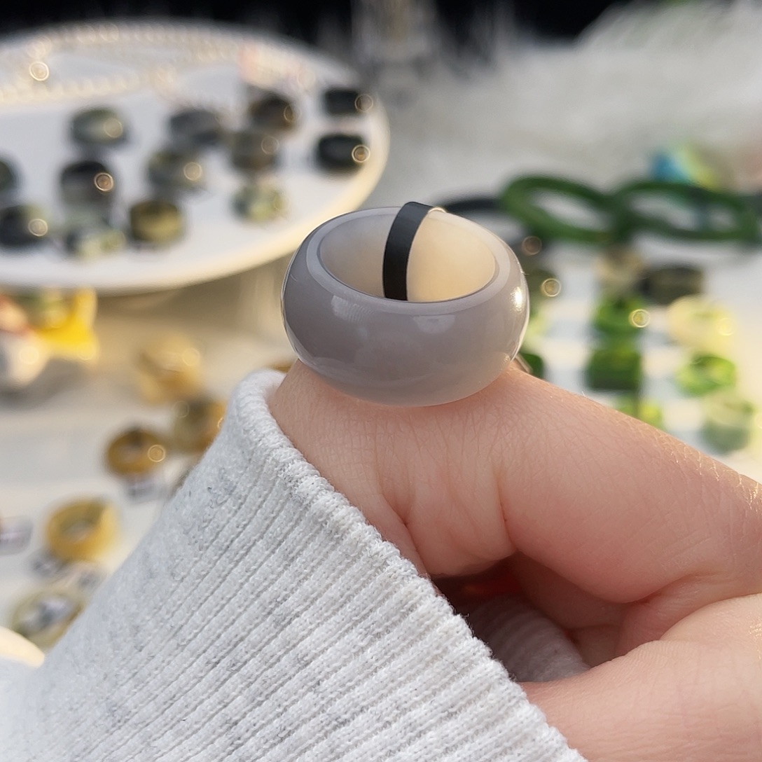 j***t和田玉未镶嵌戒指k46烟紫墩墩17.9