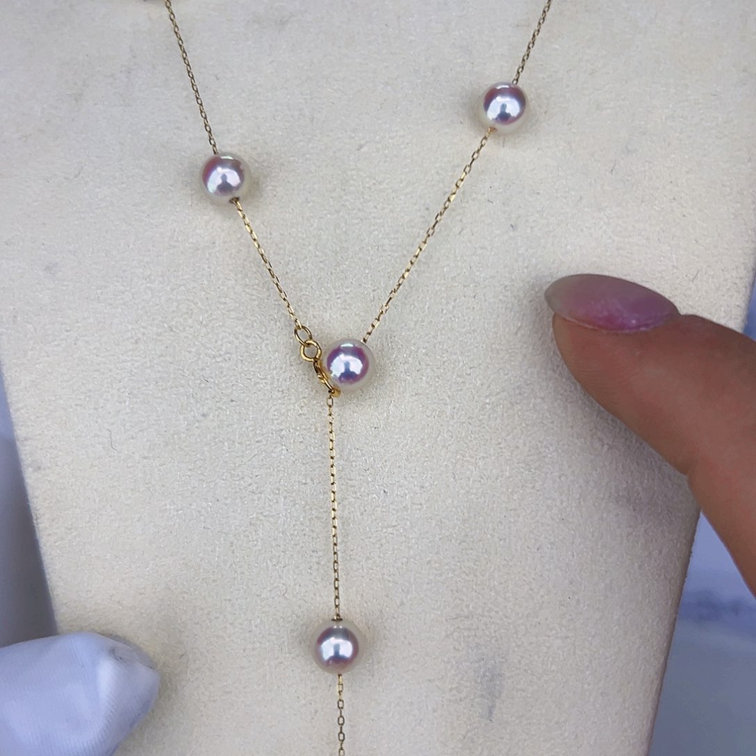 海水珍珠海水akoya设计满天星6-7mm18K金镶嵌