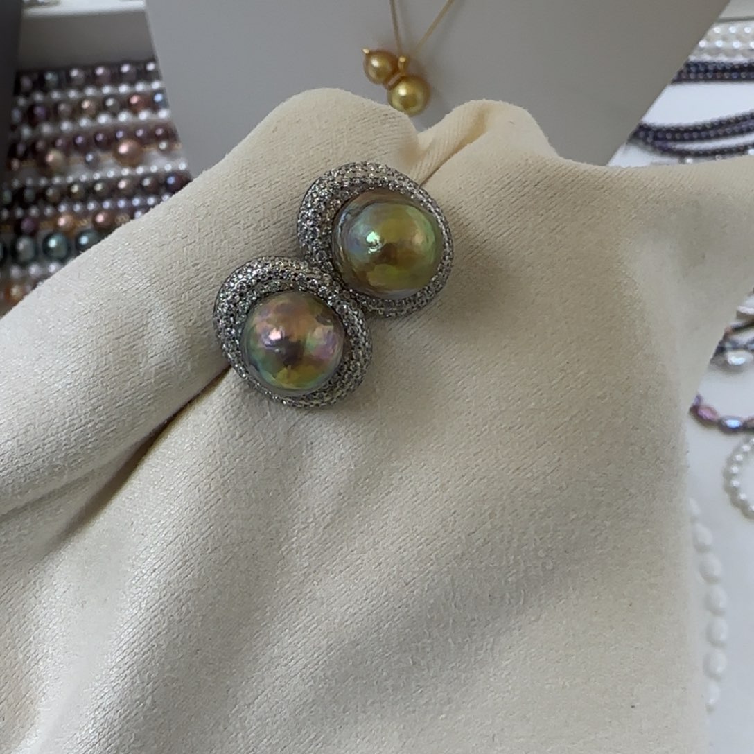 耳饰淡水珍珠银S925镶嵌