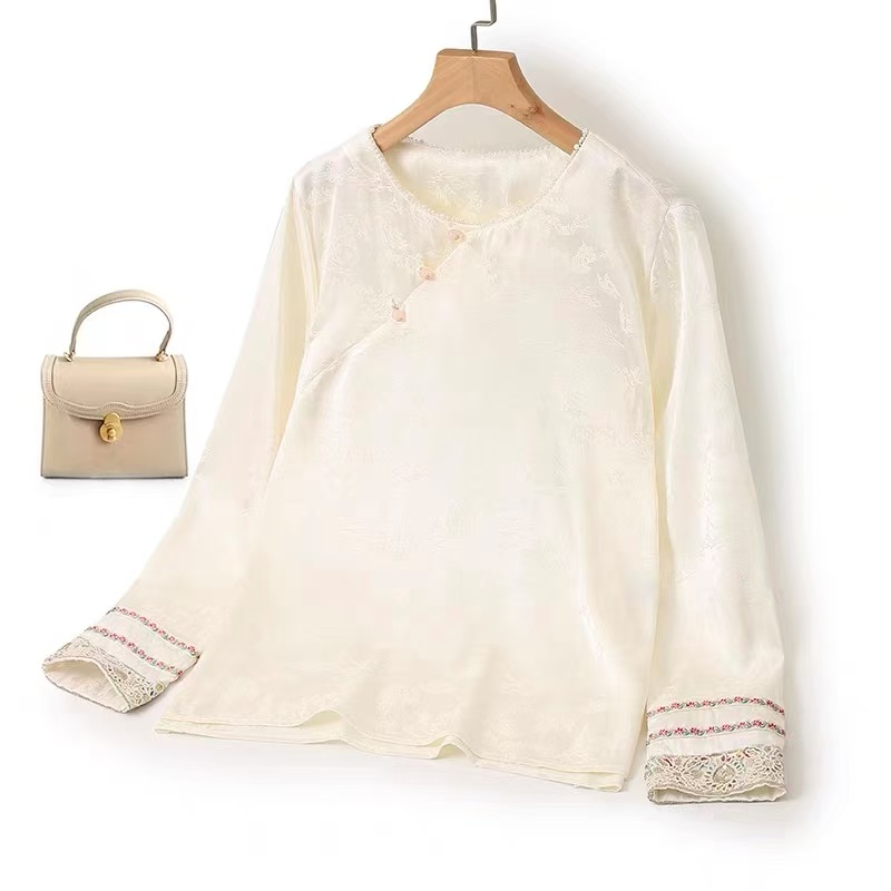 【珠圆】长袖新中式提花中国风气质珠圆衬衫