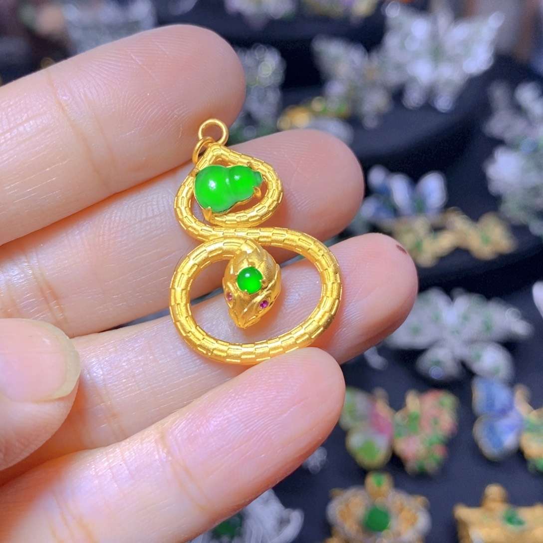 翡翠银S925镶嵌毛衣链天然翡翠