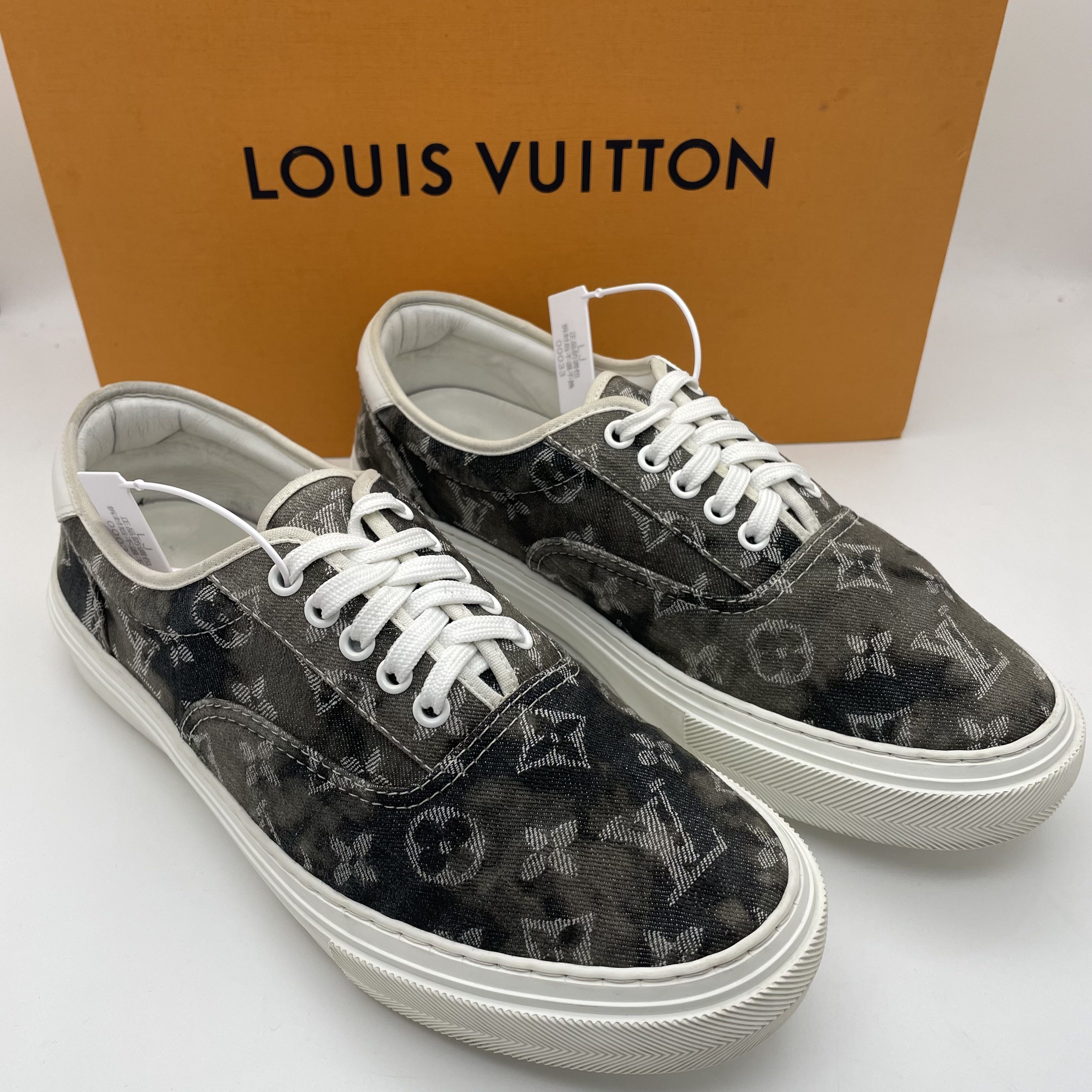 95新 LouisVuitton/路易威登 42.5欧码/扎染帆布印花休闲板鞋