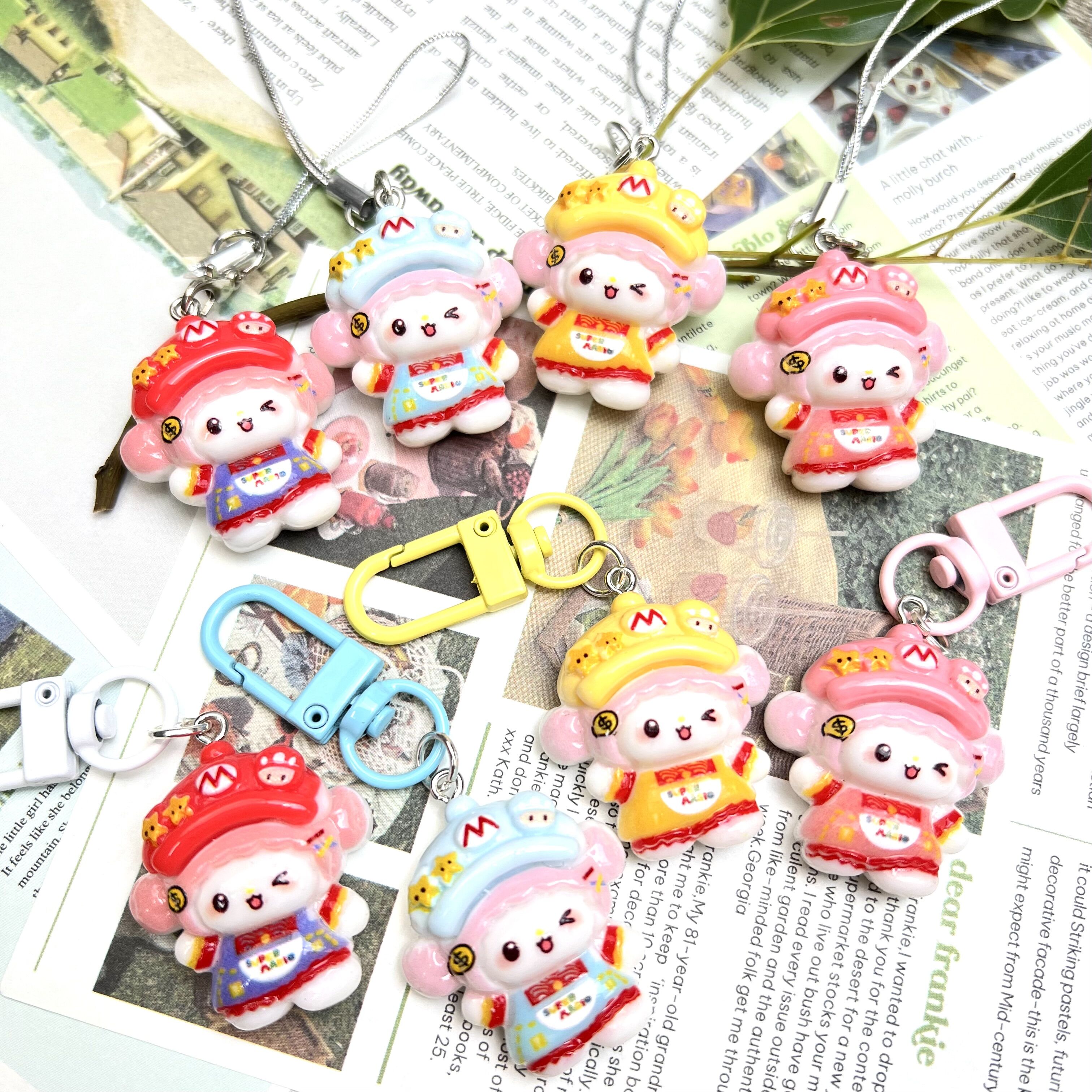 创意手机挂绳挂件树脂饰品短款钥匙链挂绳别针包包挂件挂饰卡通