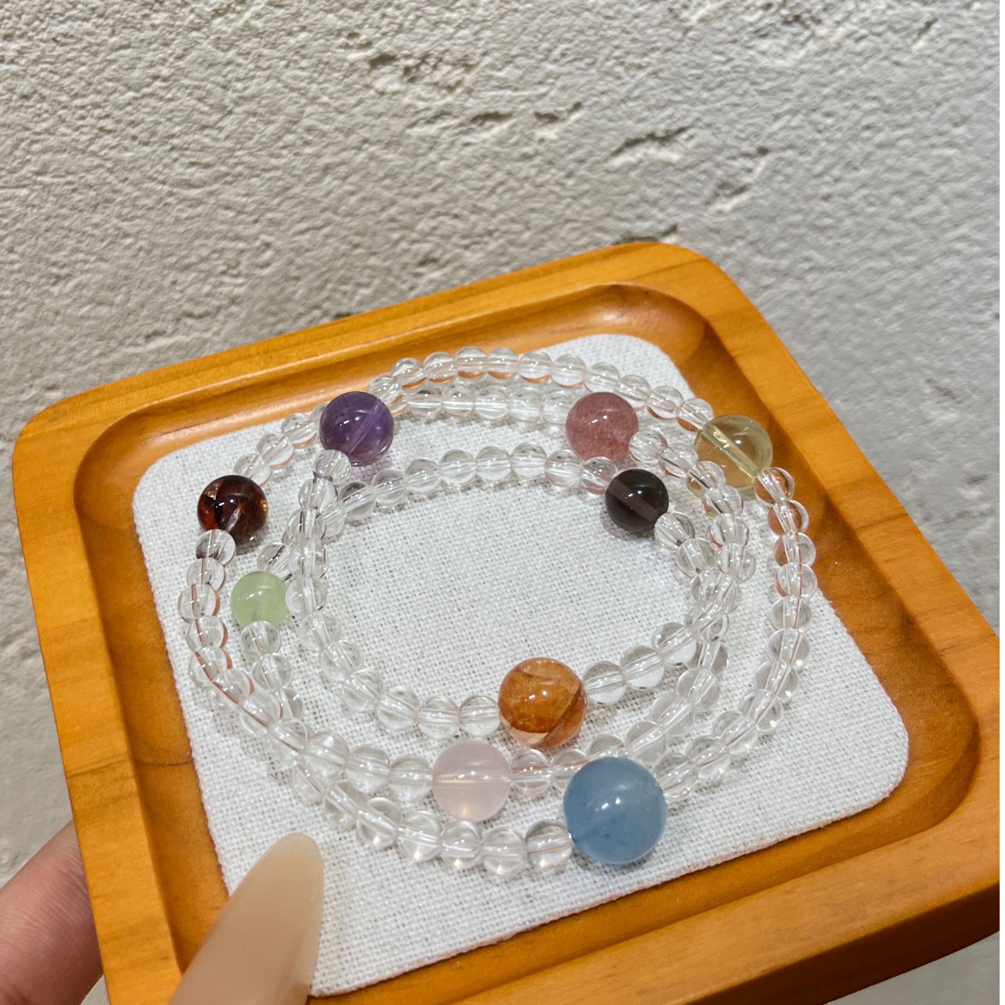 「秘境星河」天然白水晶三圈手串设计款有证书有礼盒