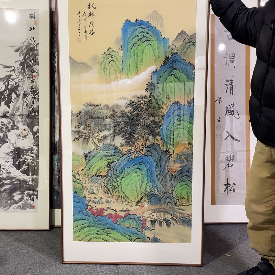国画手绘画作品带框发货