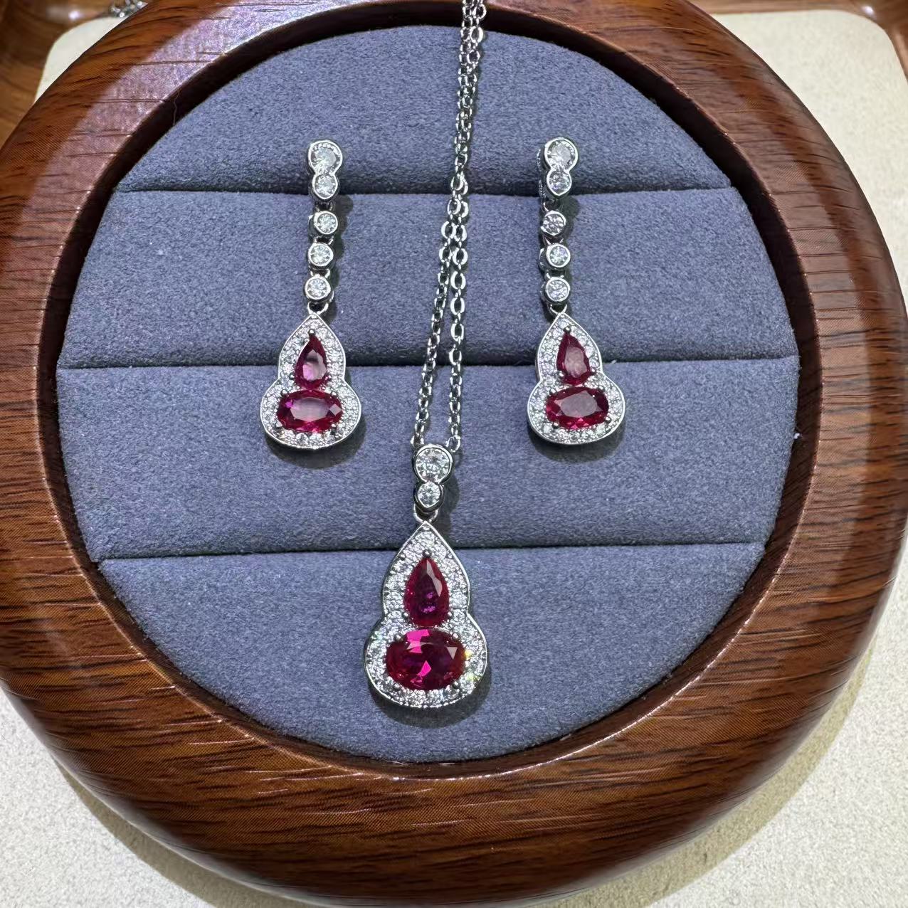 非金属珐琅项链 红色 福禄双全两件套 K438