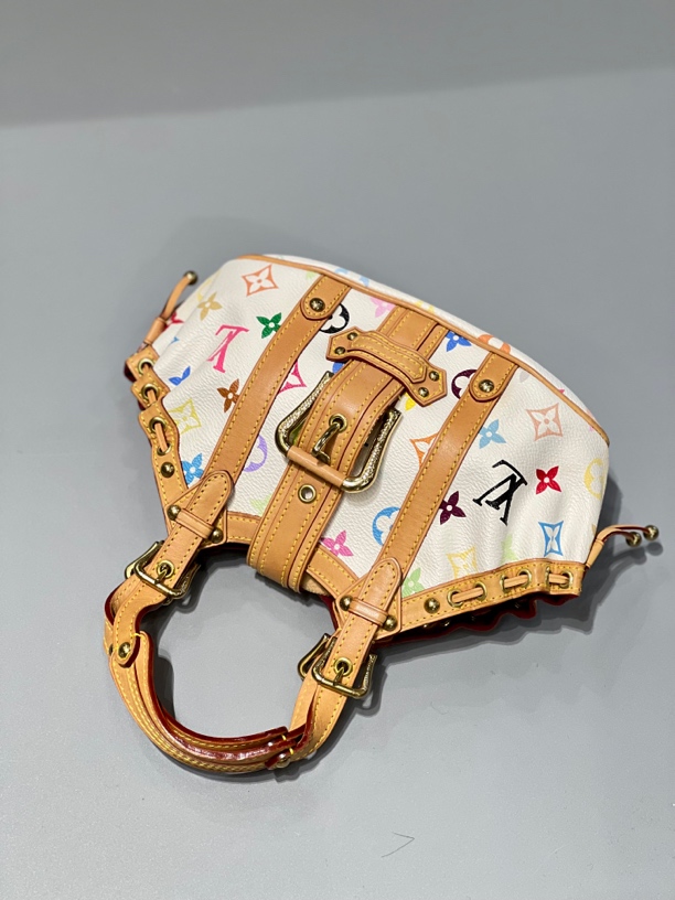 95新 LouisVuitton/路易威登 夏七中古/白三彩饺子包/手提包