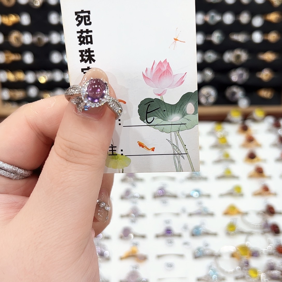 水晶戒指银S925镶嵌:*E戒指