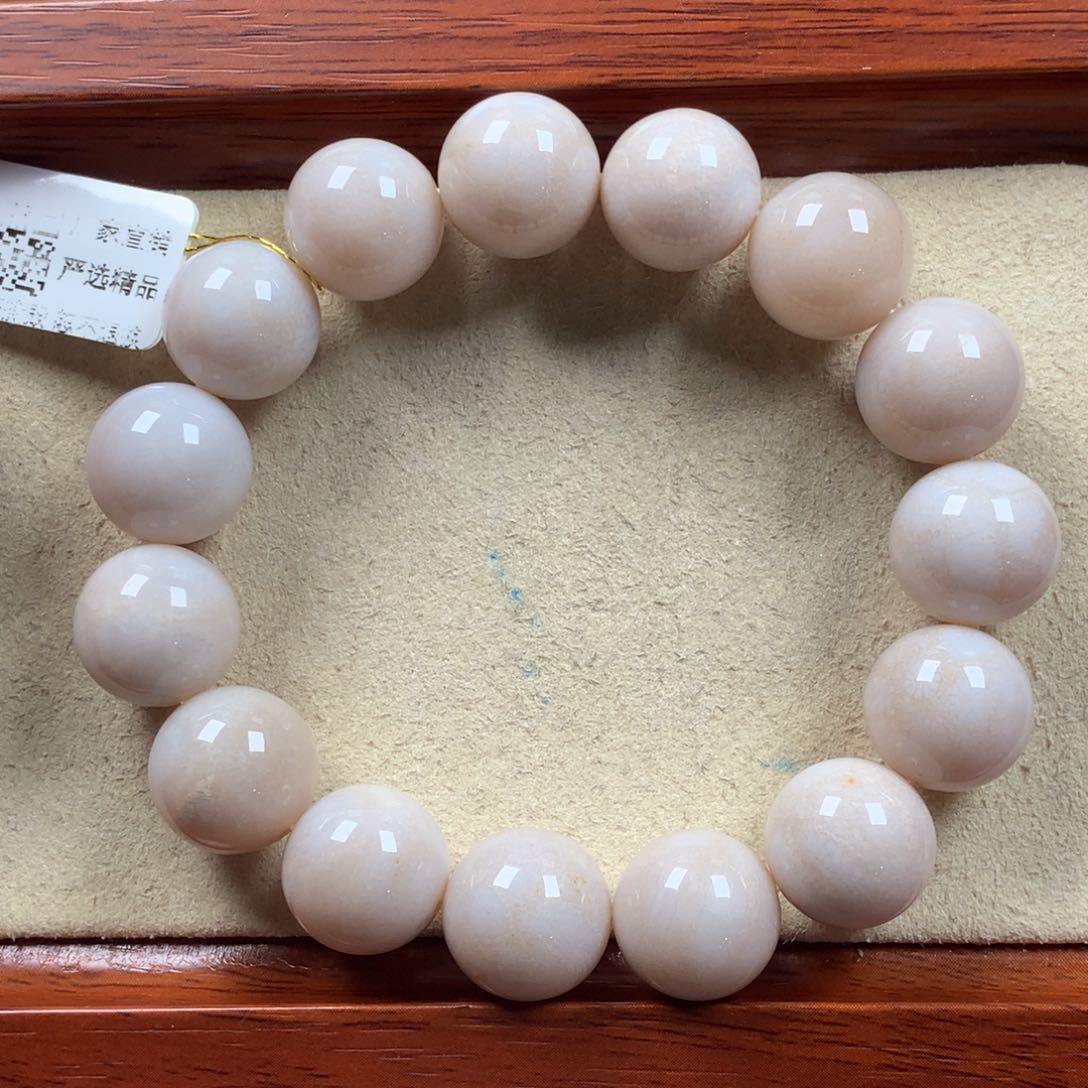 未镶嵌上新14mm手串128/个。06硅化珊瑚（珊瑚玉）