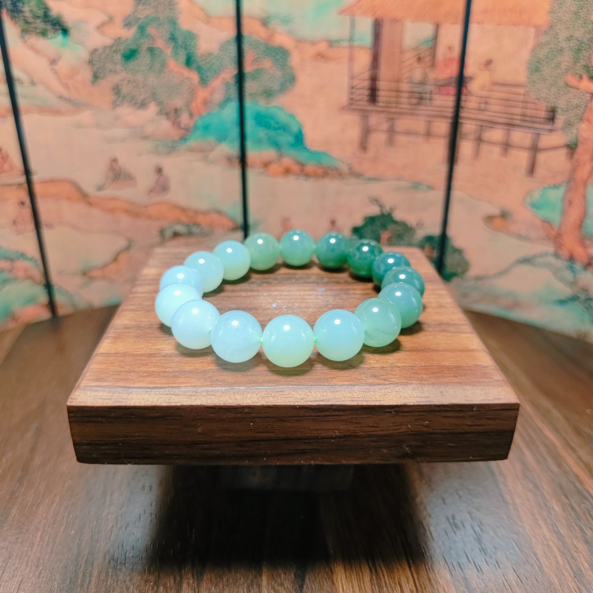 M和田玉渐变圆珠手串2137