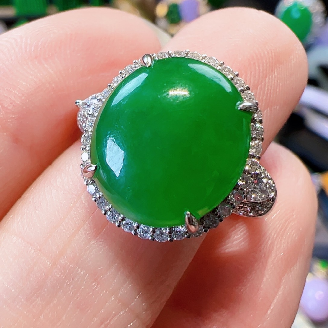 翡翠戒指18K金镶嵌签收后24小时鉴赏期