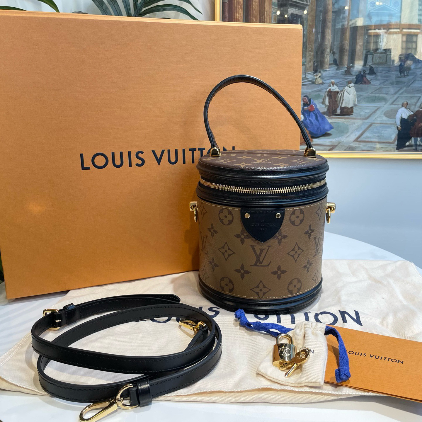 95新 LouisVuitton/路易威登 御古屋/67674/发财桶 芯片 钥匙锁 