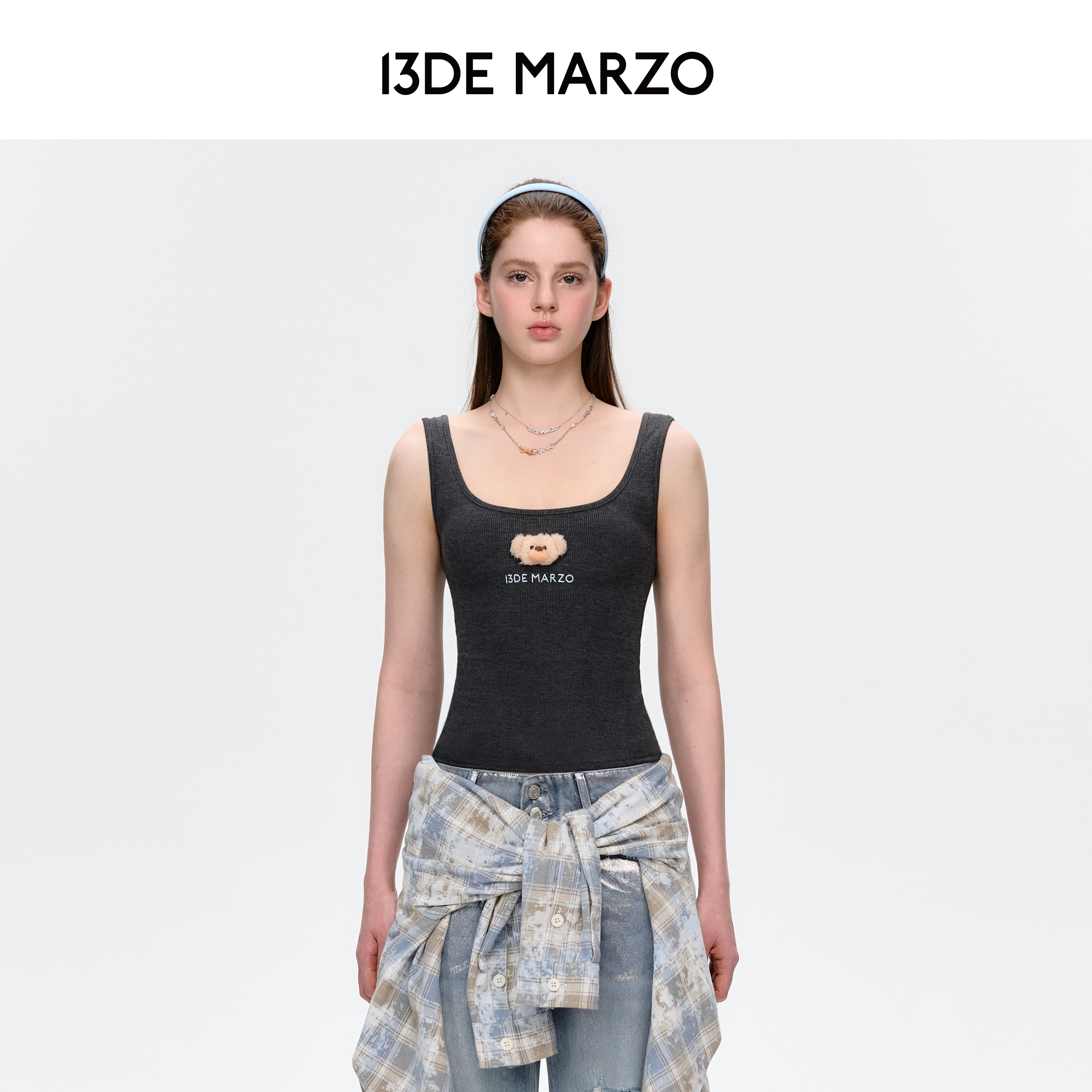 13DE MARZO女士 25春夏新款小熊头基础背心甜辣外穿个性薄款吊带