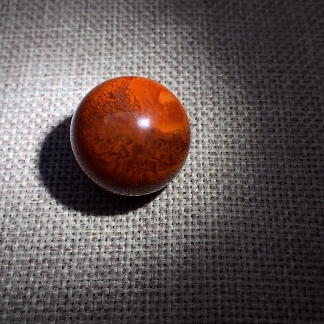 南红玛瑙川料南红原矿卡23.2圆珠满肉火焰未镶嵌妖火焰