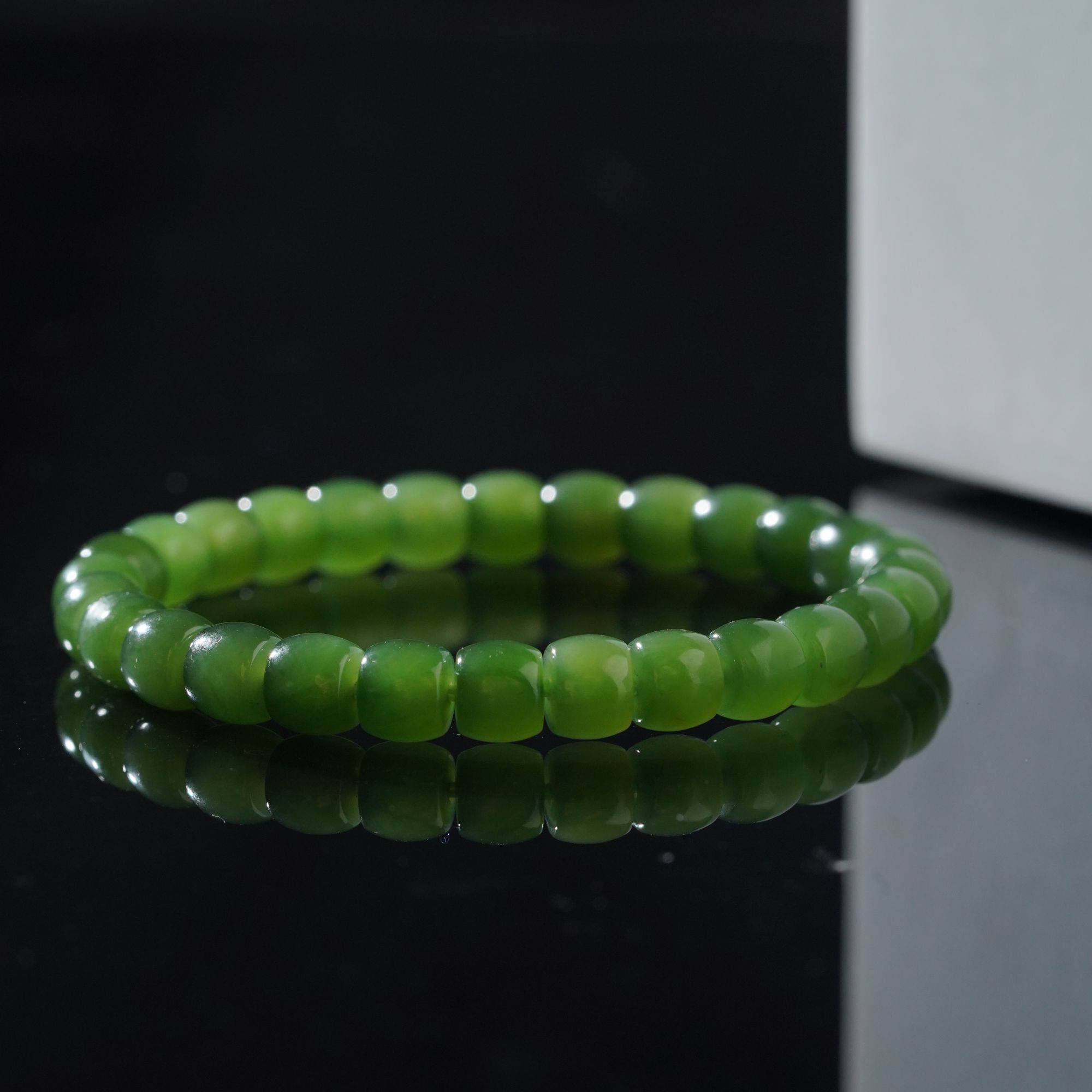 【珊木居】S2073JY 青山萃 和田玉6*7直切珠单圈手串