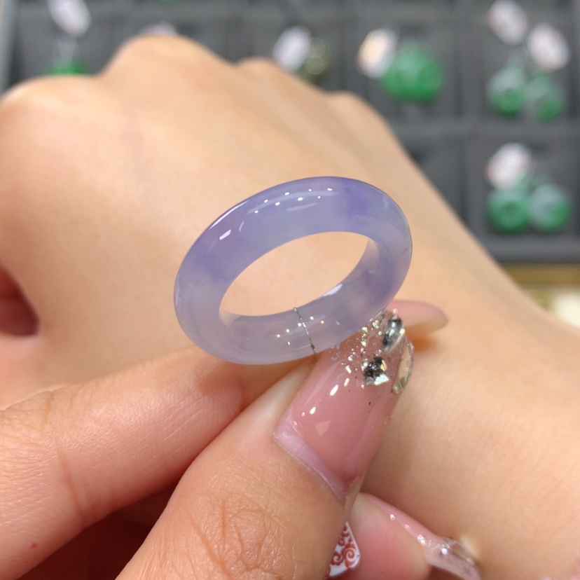 【闪购商品】翡翠戒指未镶嵌12号冰紫高货微瑕