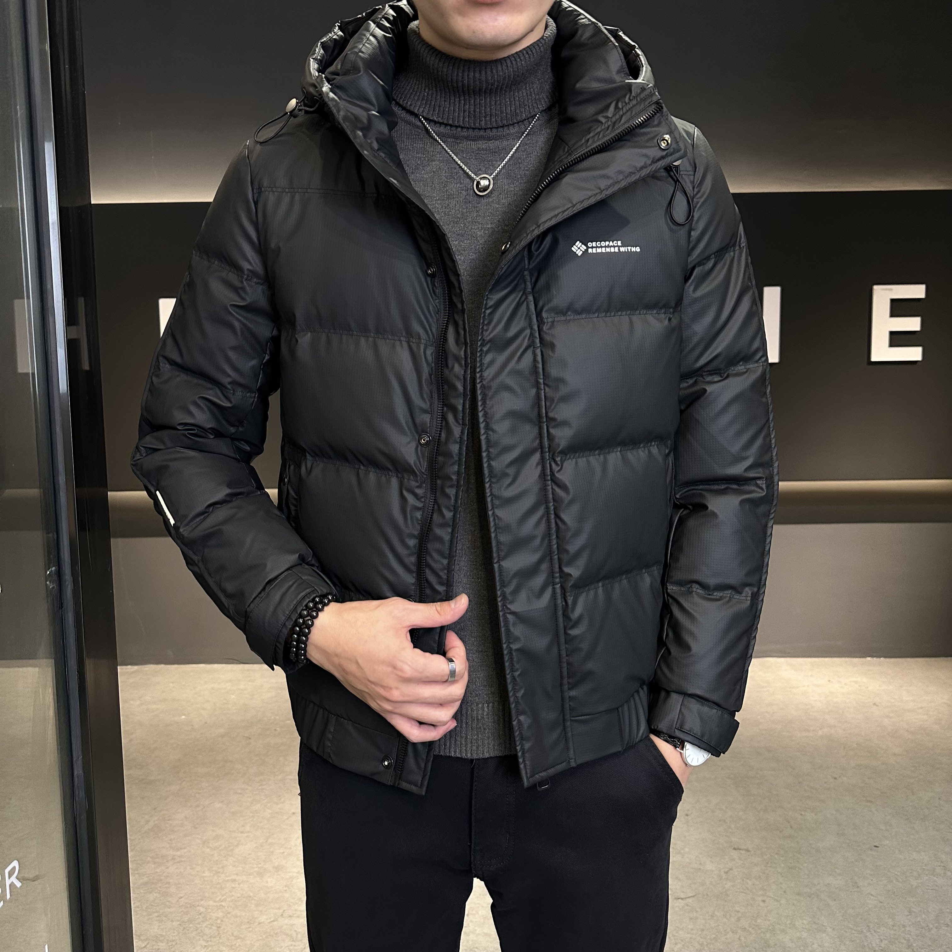 WAG“可拆连帽”加厚外套冬季三防休闲时尚御寒百搭纯色上衣-8079-1