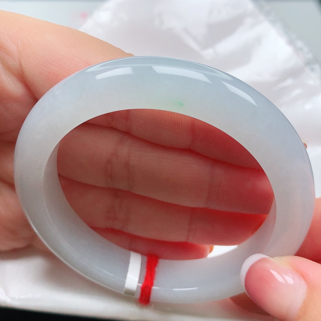 翡翠未镶嵌手镯淡蓝月光17