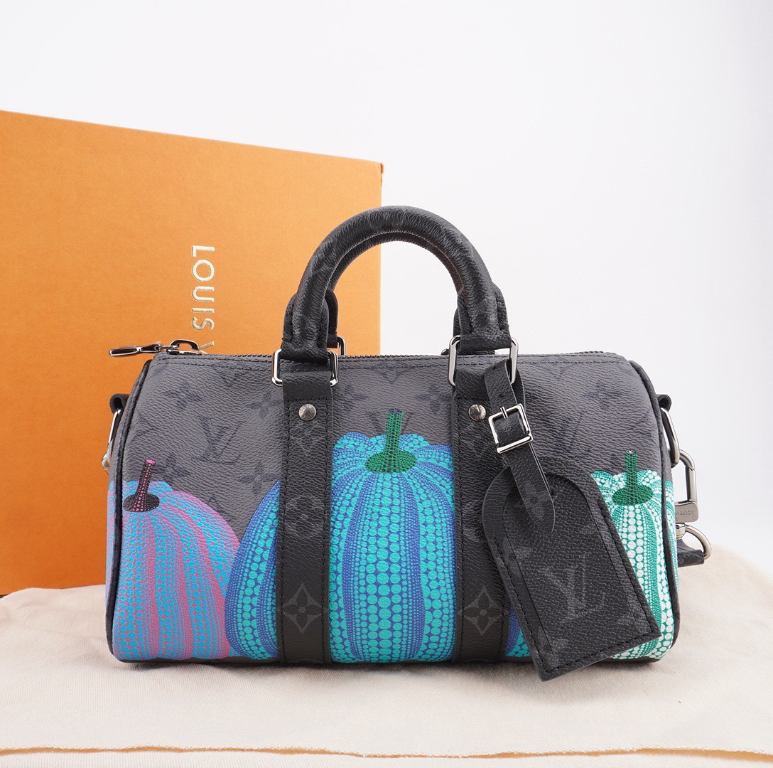 全新未使用 LV 闲置 草间弥生联名keepall 25彩色南瓜斜挎包 F610