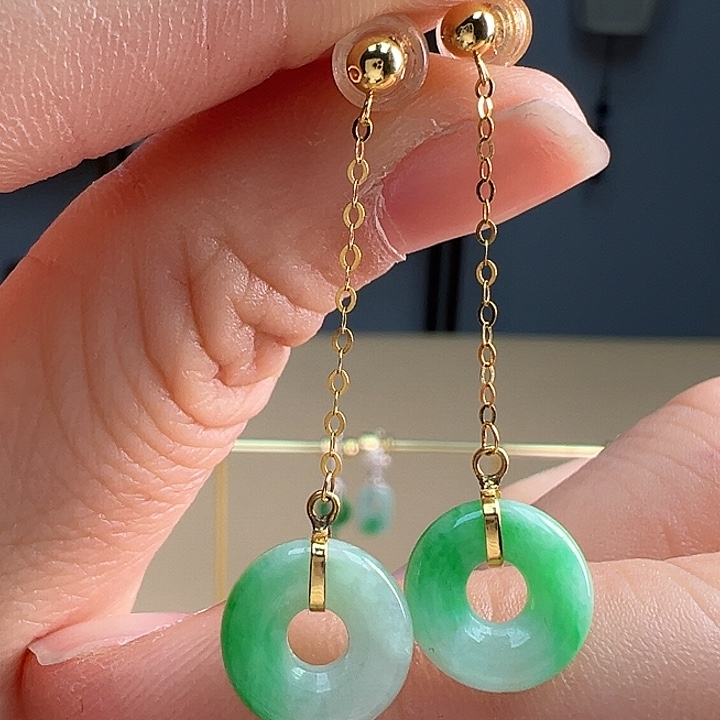 翡翠耳饰18K金镶嵌耳饰