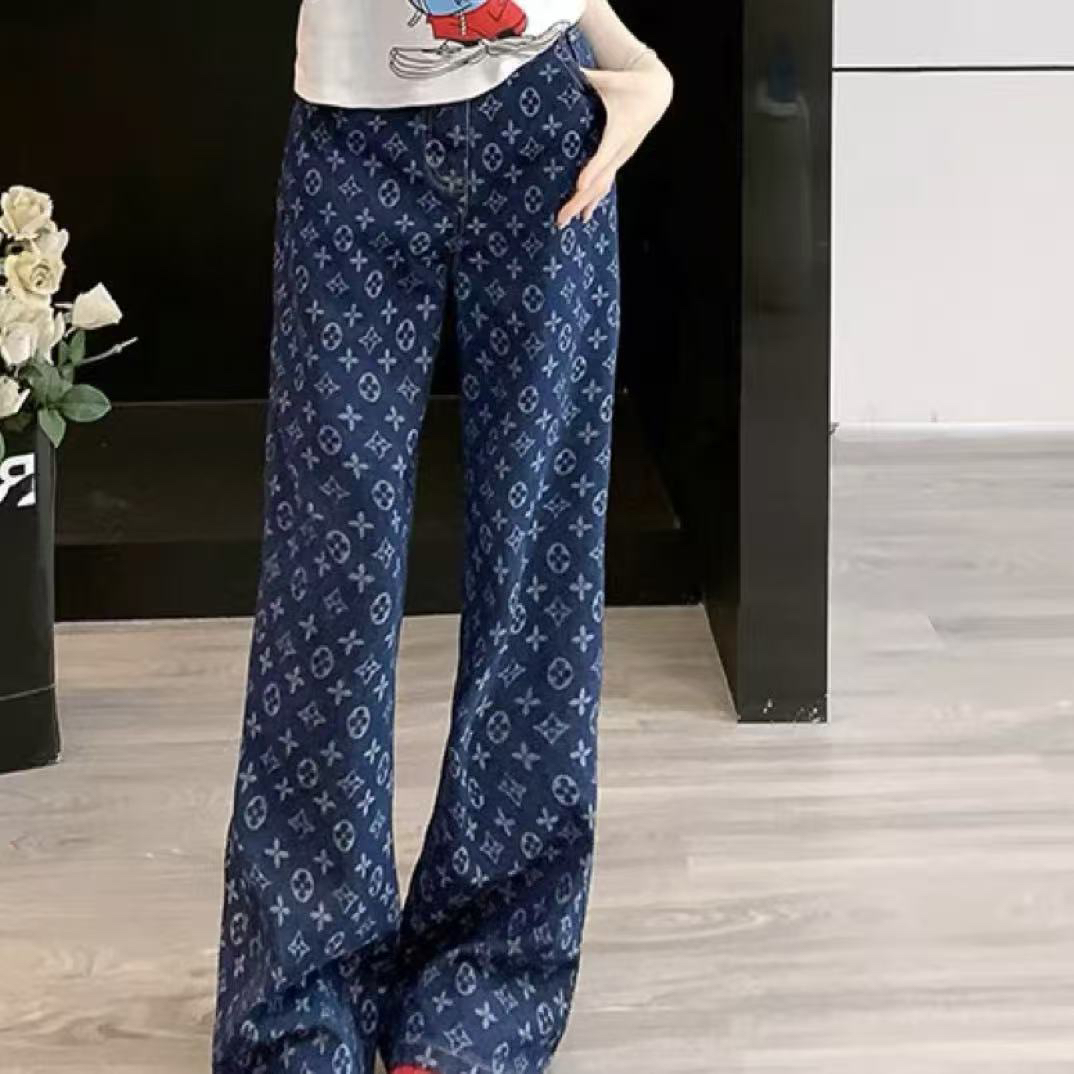 早春款牛仔裤女高腰显瘦梨形身材直筒裤长裤拖地裤垂感休闲裤