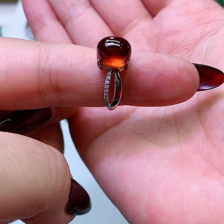 石榴石戒指银S925镶嵌