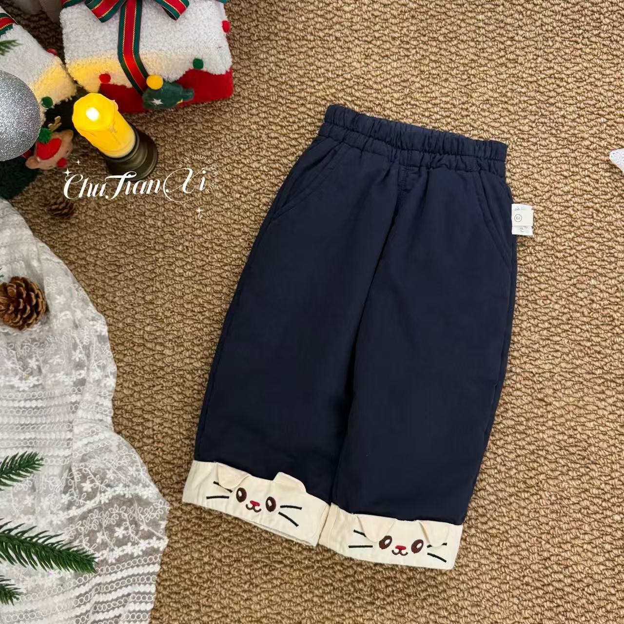 现货【小猫裤】女童裤子秋装25新款洋气女宝宝休闲裤儿童百搭直筒裤