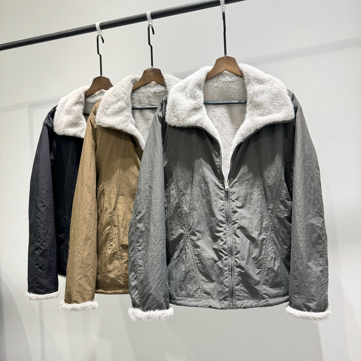 简约男士通勤百搭座山雕翻领加绒夹克潮INS冬季休闲宽松保暖外