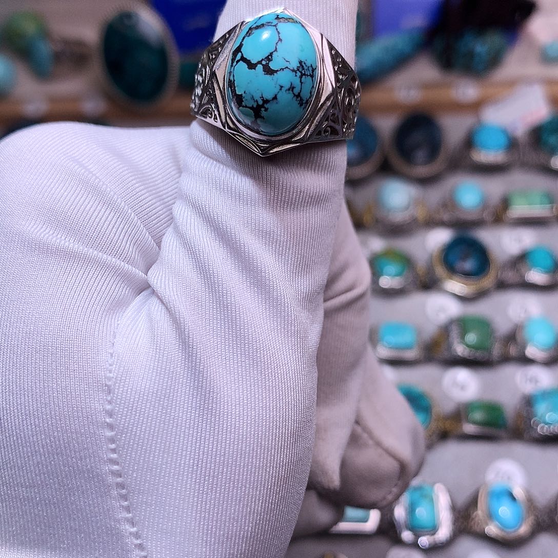 绿松石挂件银S925镶嵌