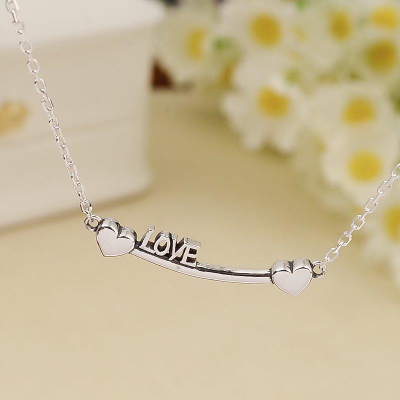 坠链均925银 爱心锁骨链简约轻奢首饰无声告白情侣个性40072