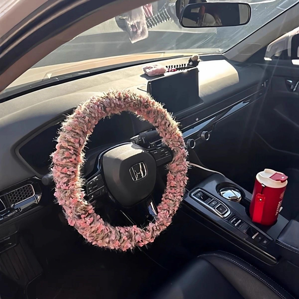 DIY个性皮草手混毛线汽车方向盘套四季通用透气防滑吸汗保暖胜利