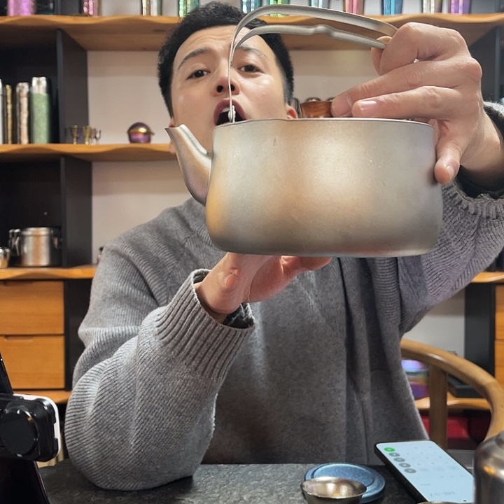 钛合金纯钛双提梁烧水壶