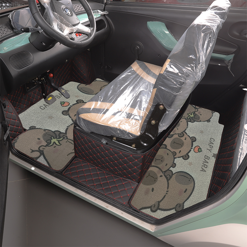 定制淮海卡通电动三轮车双层全包围防滑耐磨电动车脚垫通用座套