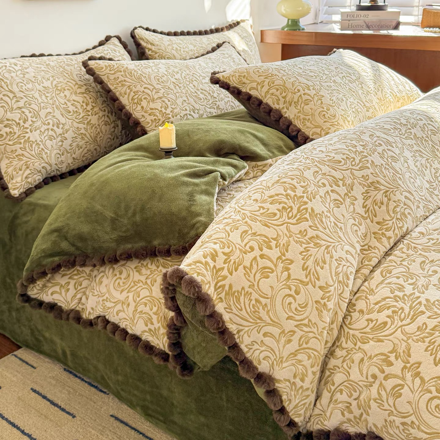 【高端雕花】230g全消光加厚牛奶绒四件套保暖四件套