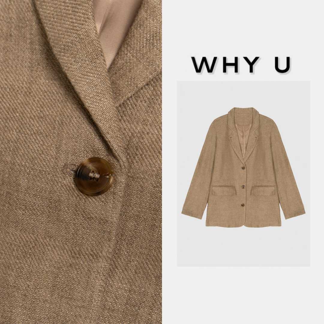 WHY U-25AW复古西装宽松休闲气质亚麻外套西服【麻叙】