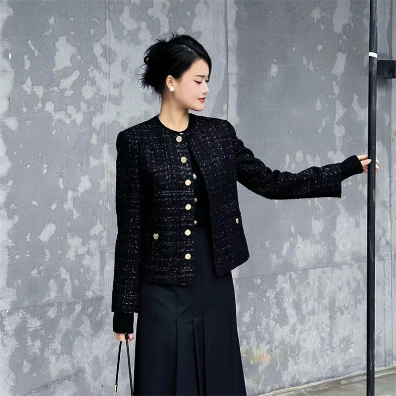 【商场同款】2025秋冬款圆领千金风气质粗花呢小香风外套女5400847