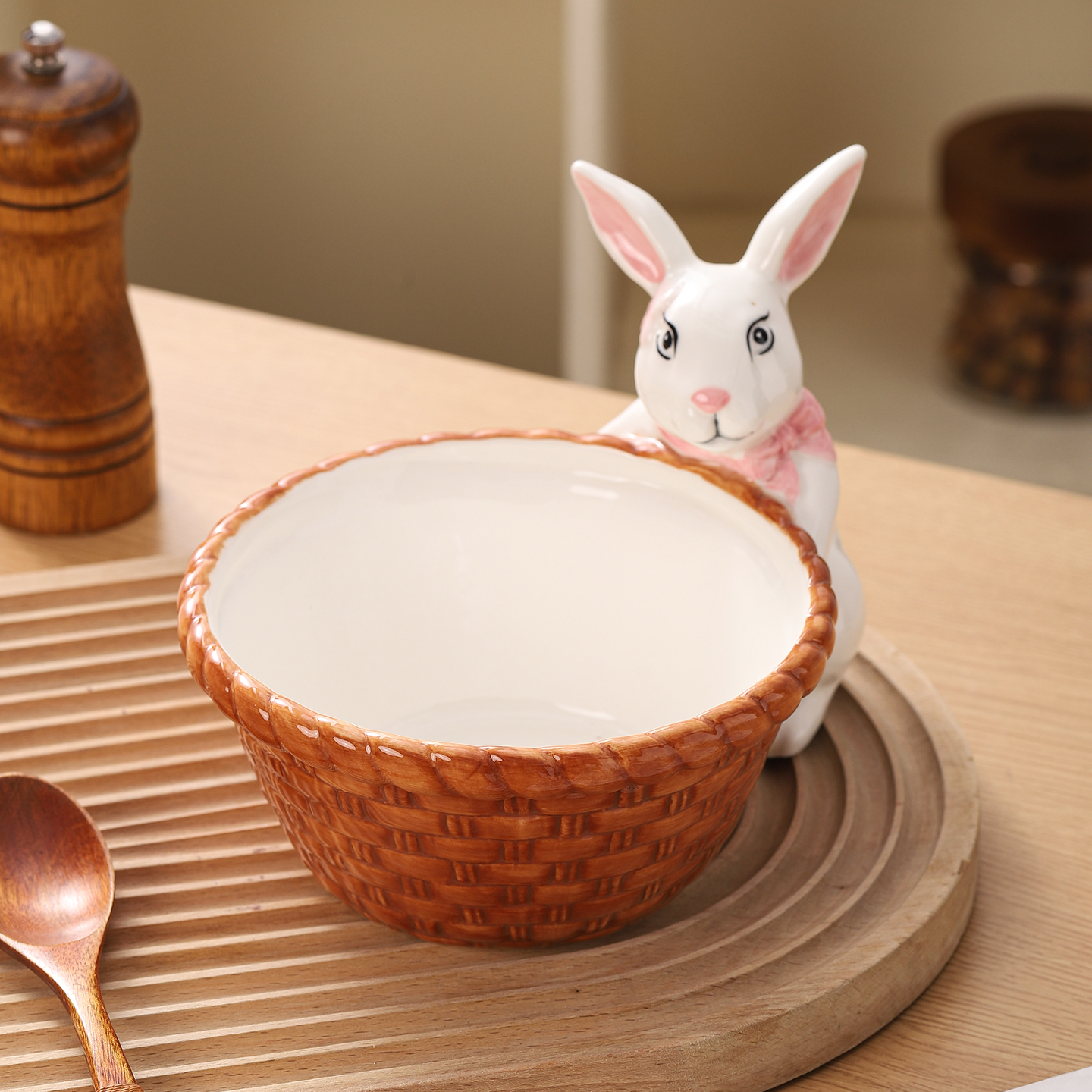 兔子水果碗一个装釉下彩陶瓷餐具