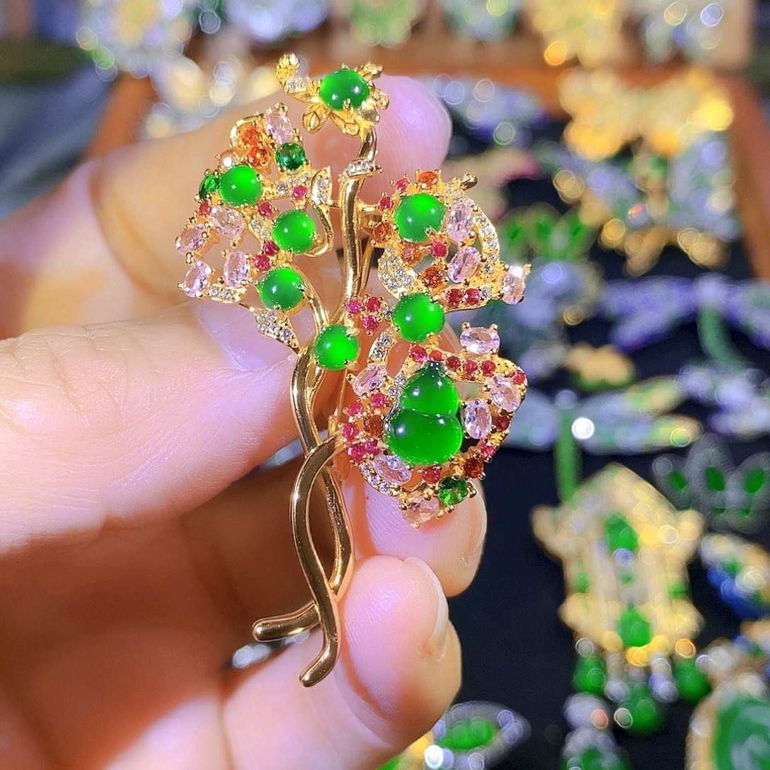 吊坠(不含链)银S925镶嵌翡翠