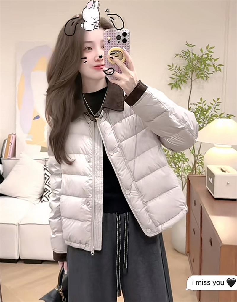 2025冬季爆款休闲棉服女小众简约时尚翻领撞色设计保暖外套