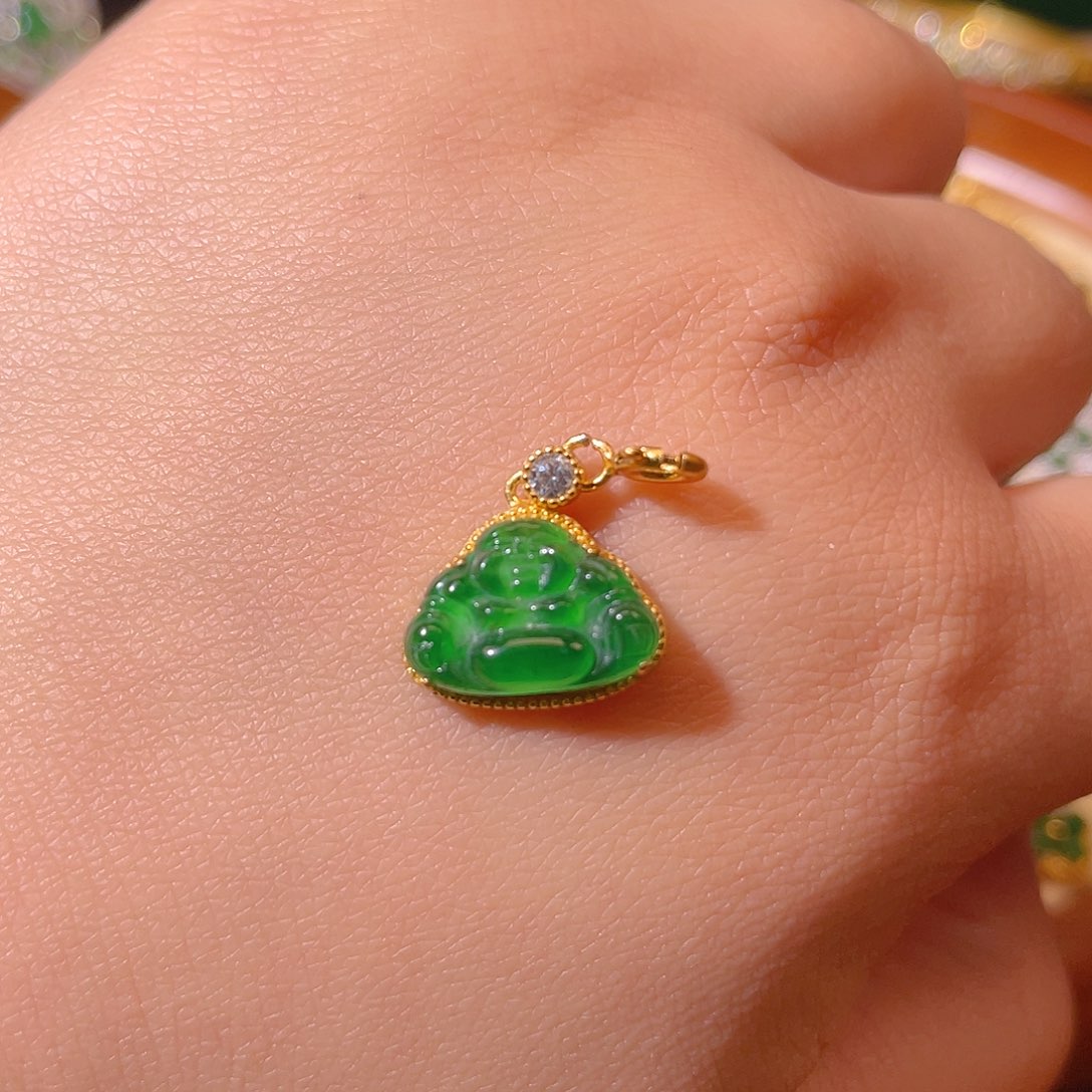 翡翠吊坠(不含链)银S925镶嵌暖*