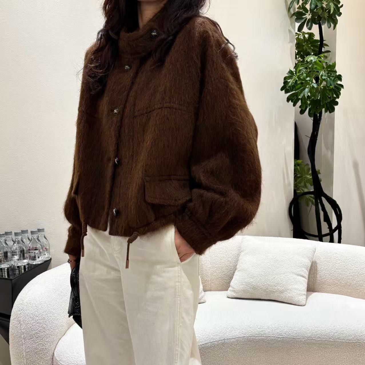 【赛姐高奢】女士长毛大衣气质时尚设计师百搭宽松秋冬短款C407