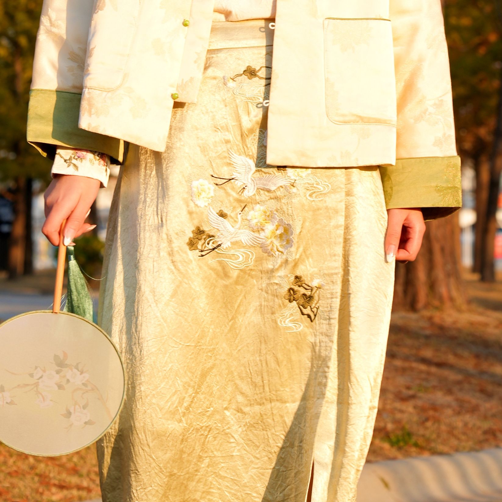 新中式禅意绣花半裙