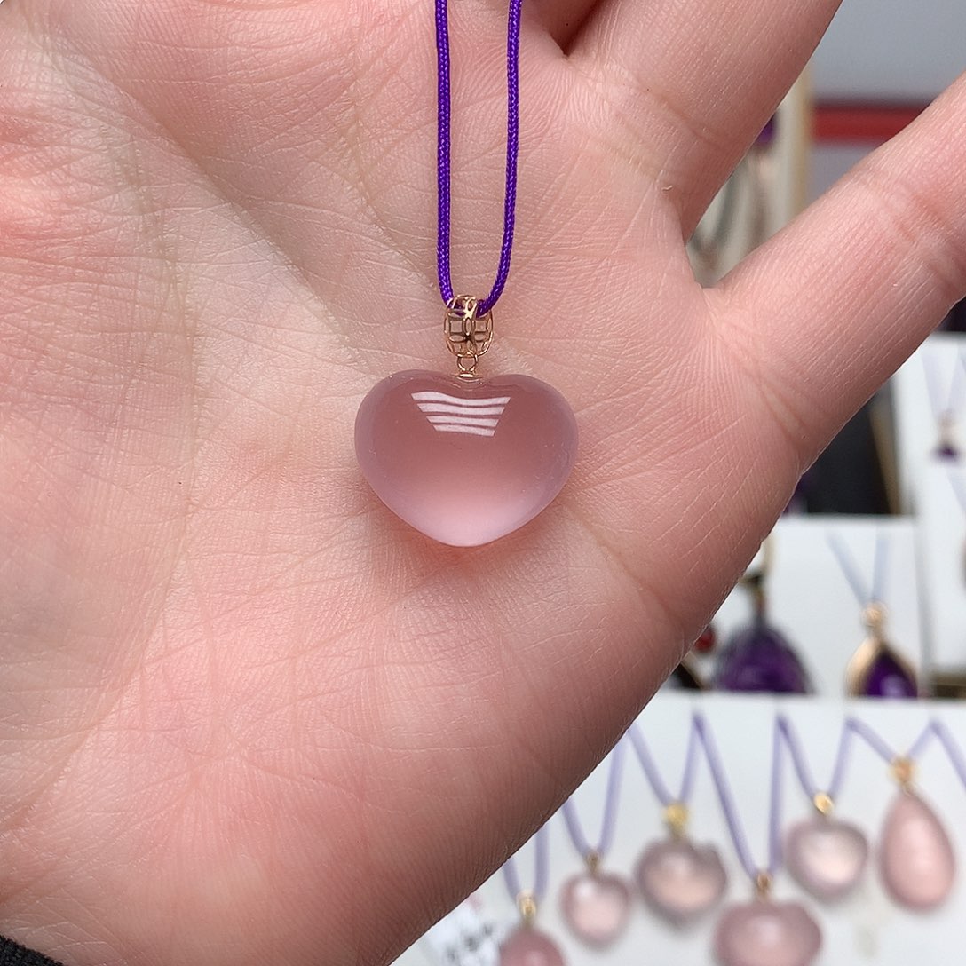 芙蓉石吊坠(赠链)18K金镶嵌