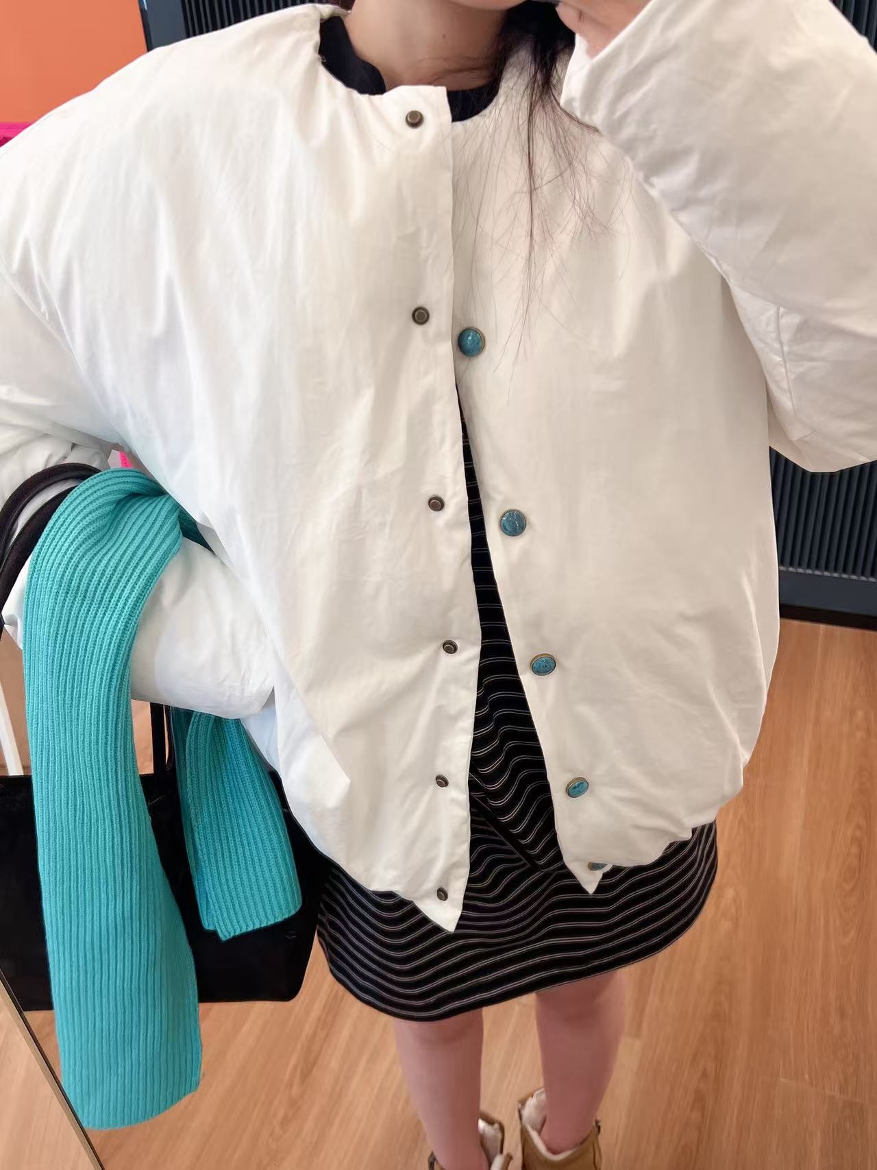 xxxwxz王希之  绿松石四合扣棒球领夹棉面包棉服外套#z1348