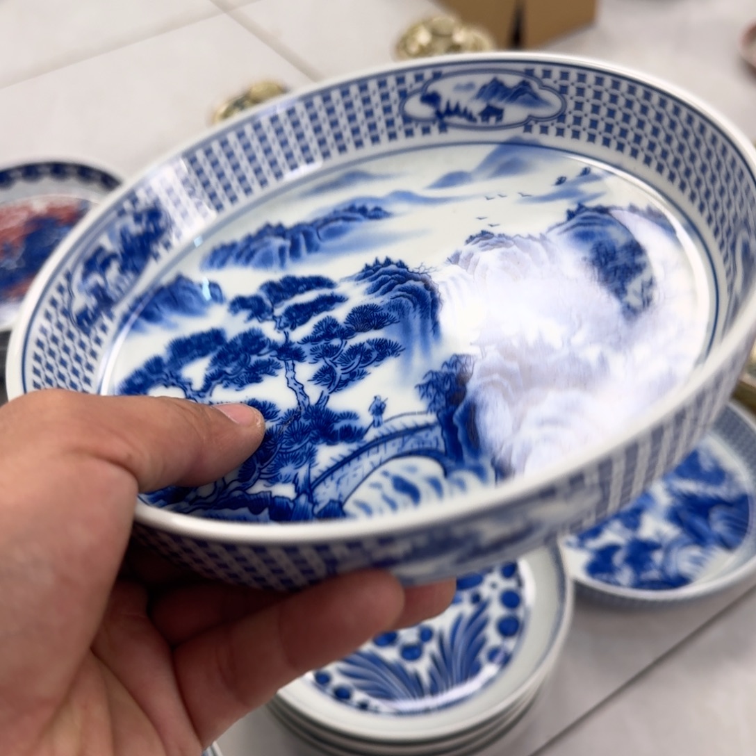 摆件青花山水大壶承