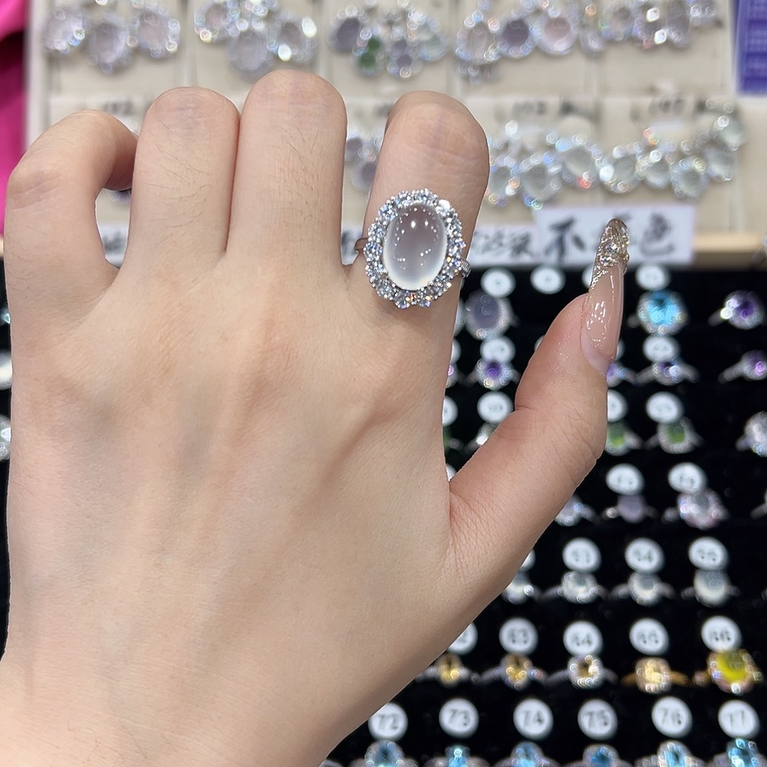 ****蛇纹石玉银S925镶嵌戒指