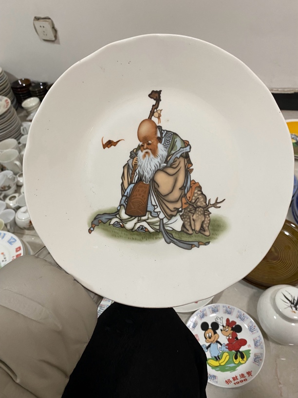 盘寿星，库存瑕疵，备注：微瑕疵陶瓷